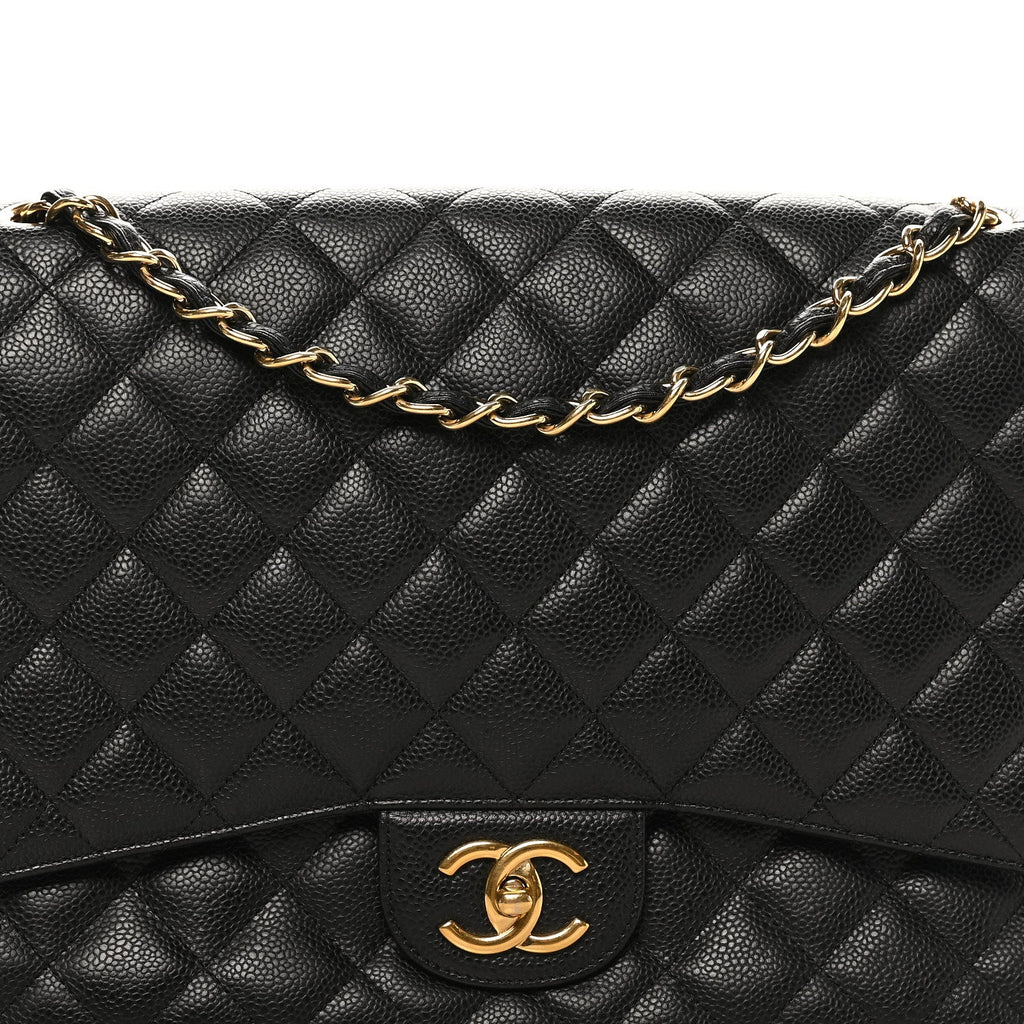 Caviar Quilted Maxi Double Flap Black At My store