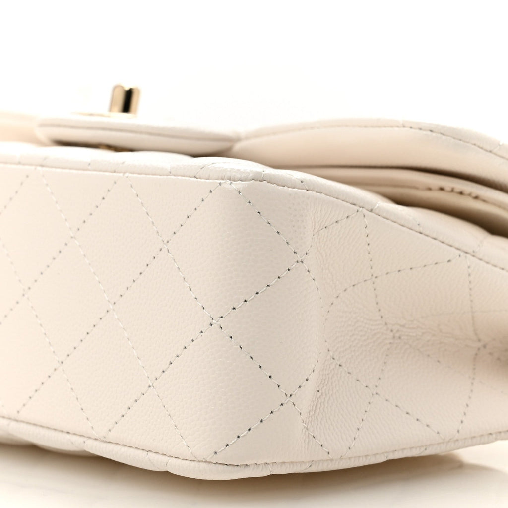 Caviar Quilted Small Double Flap White At My store