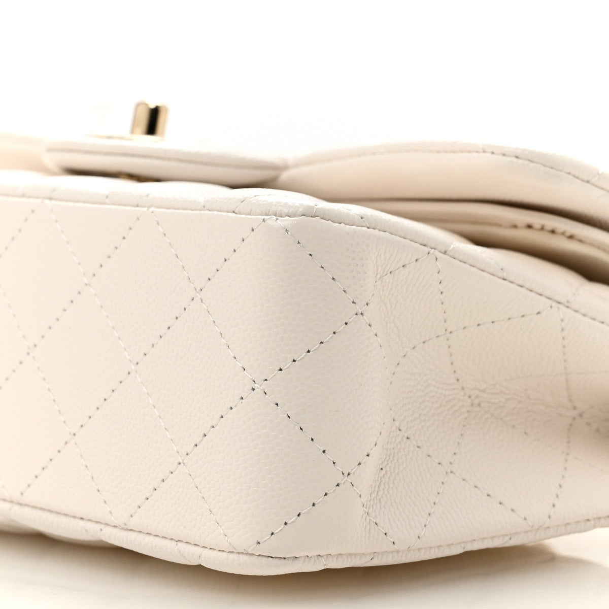 Caviar Quilted Small Double Flap White At My store