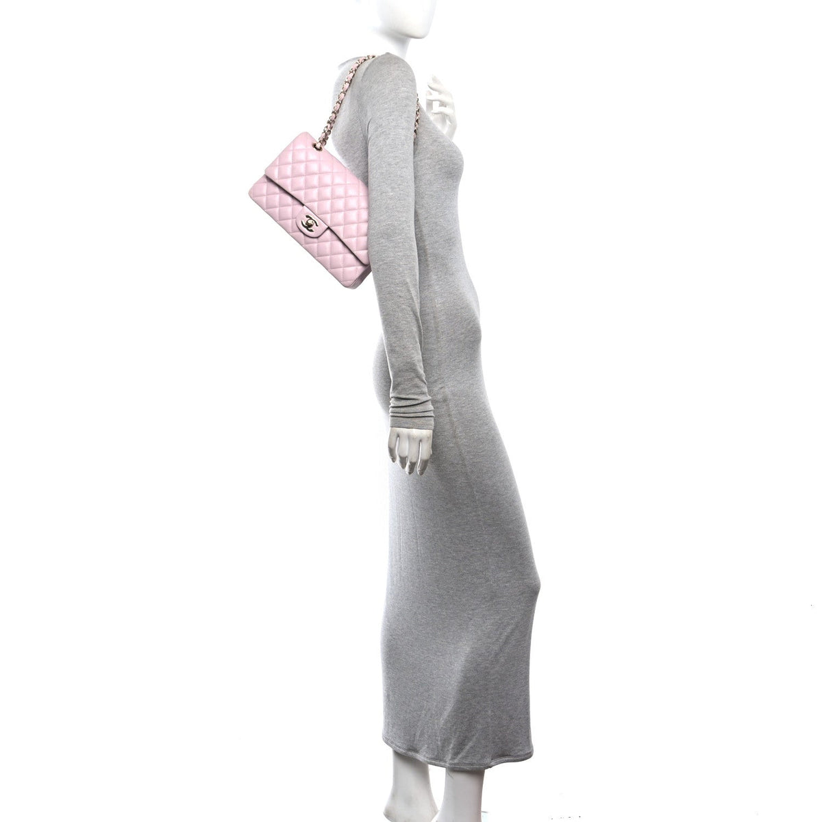 Caviar Quilted Medium Double Flap Light Pink At My store