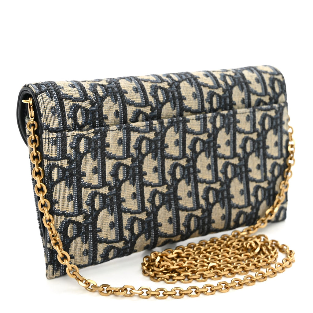 Oblique Saddle Chain Long Wallet Blue AT My store