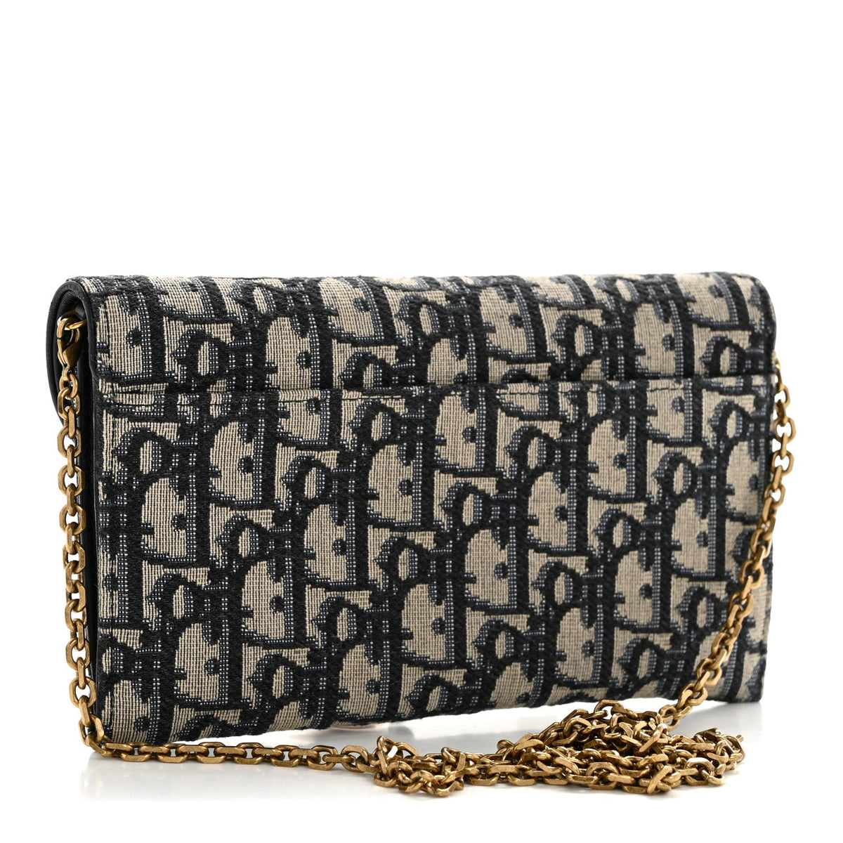 Oblique Saddle Chain Long Wallet Blue AT My store
