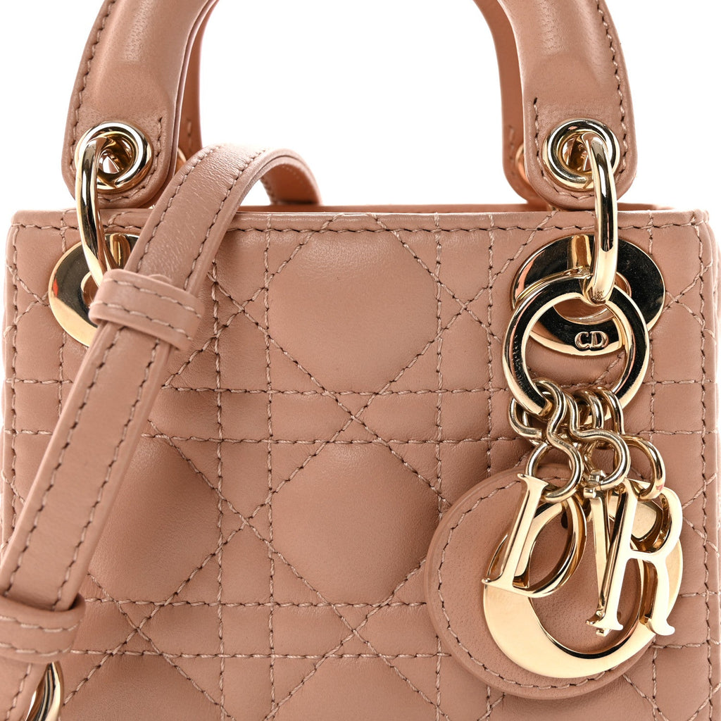 Lambskin Cannage Micro Lady Dior Rose Des Vents AT My store