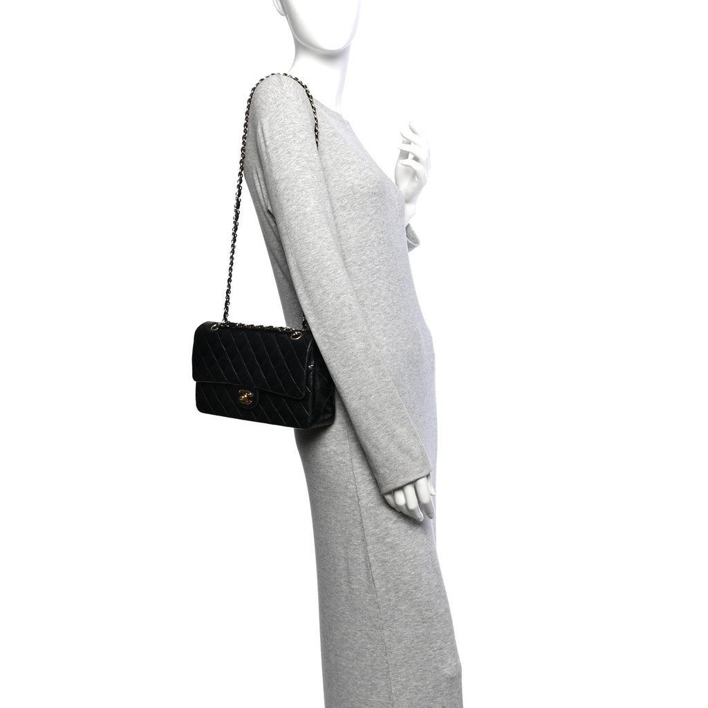 Lambskin Quilted Medium Double Flap Black At My store