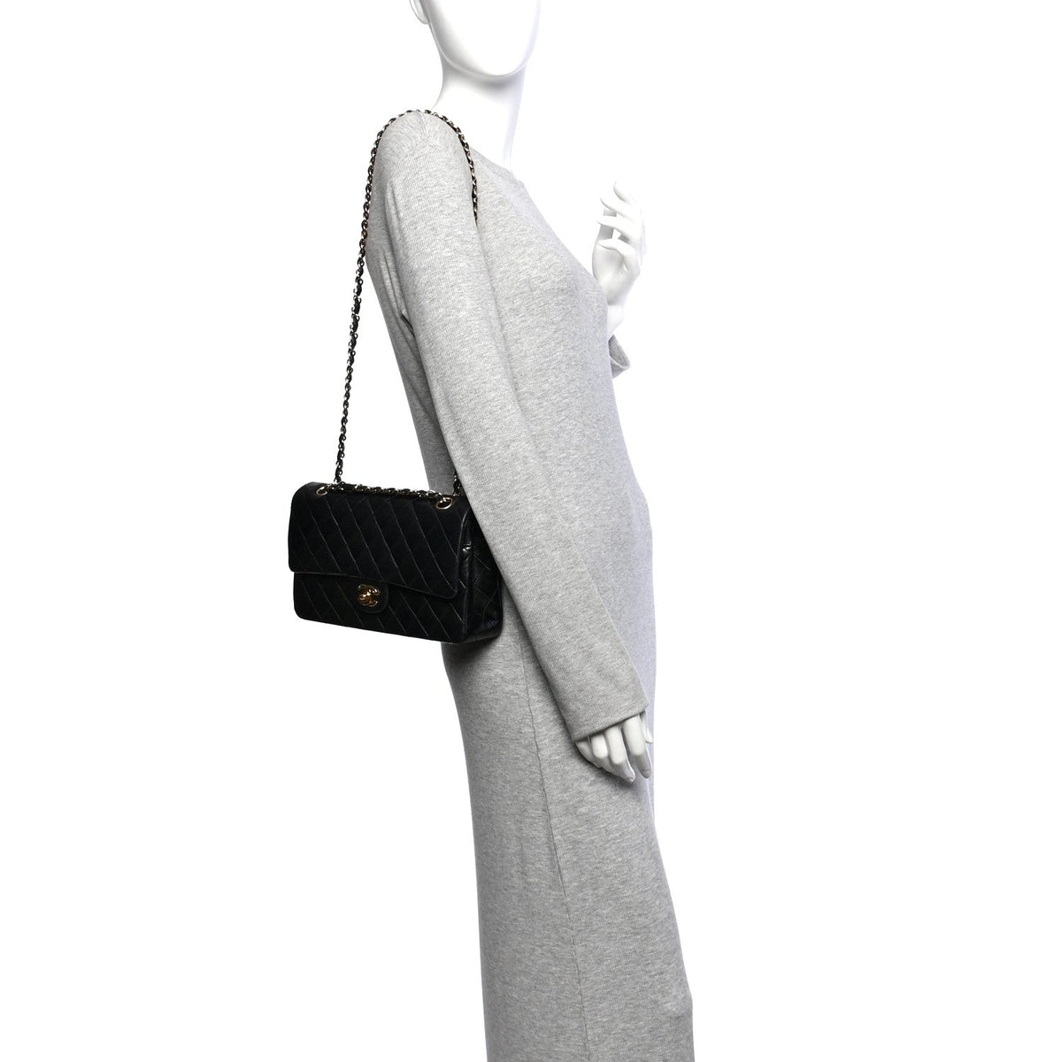 Lambskin Quilted Medium Double Flap Black At My store