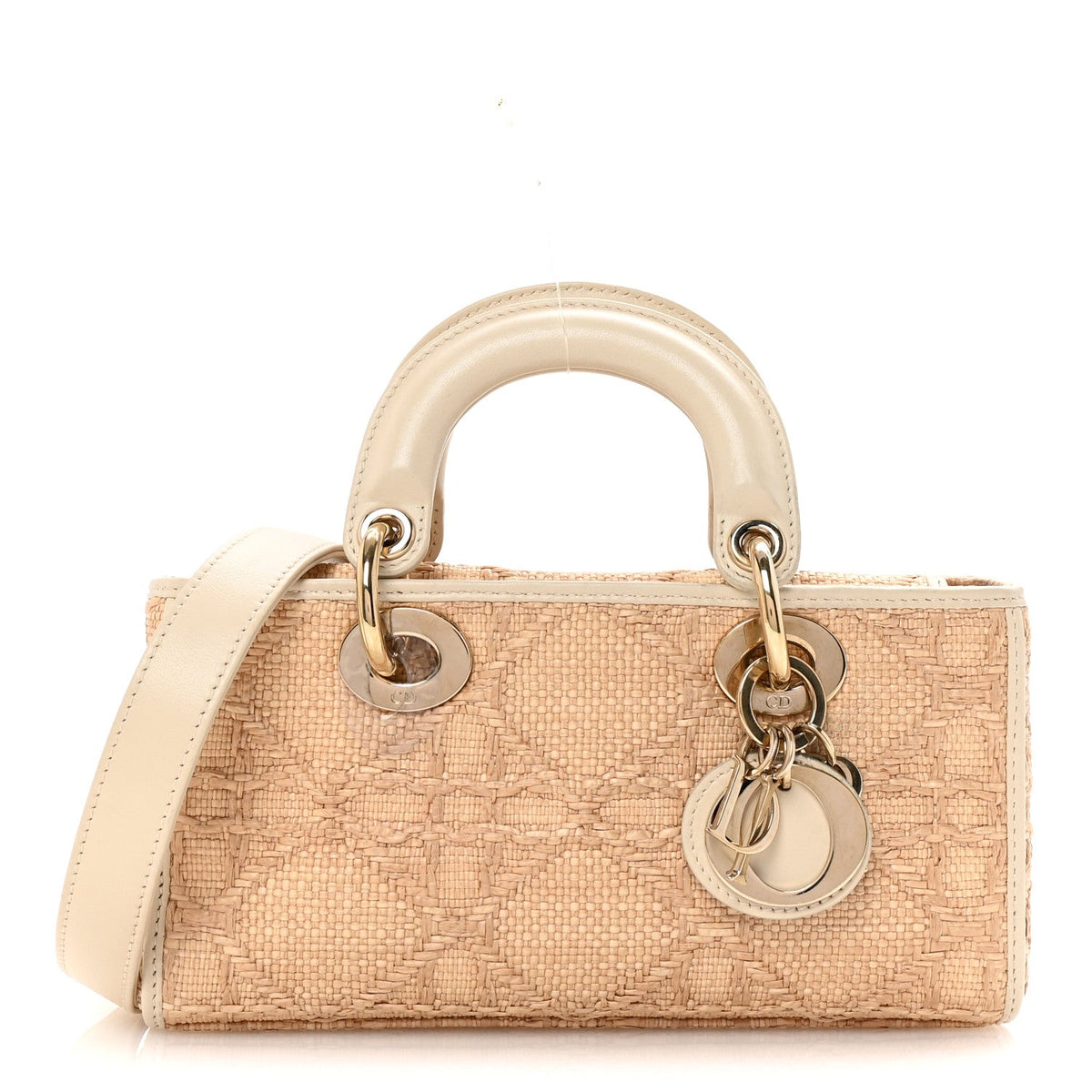 Raffia Macro Cannage Small Lady D-Joy Latte AT My store