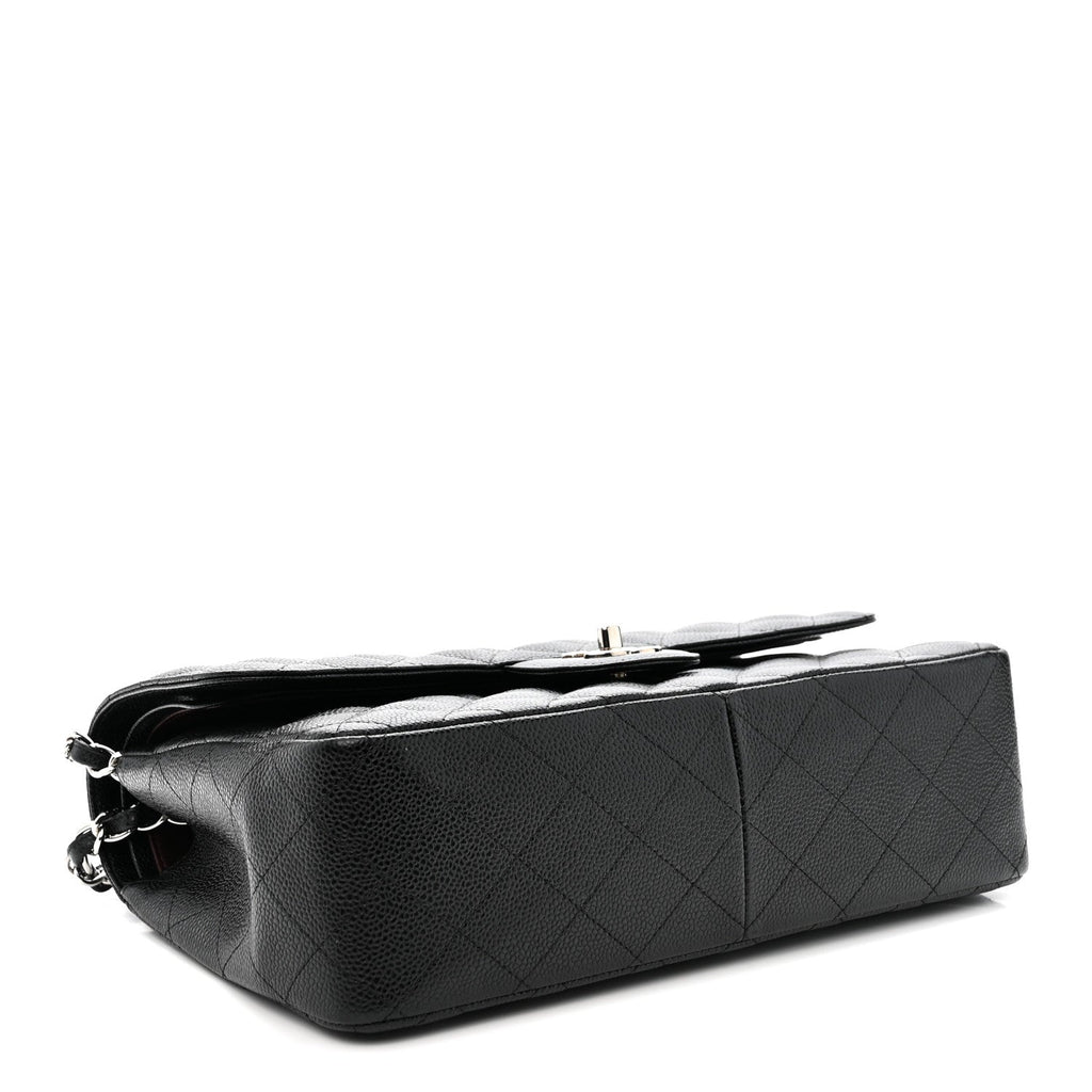 Caviar Quilted Jumbo Double Flap Black At My store