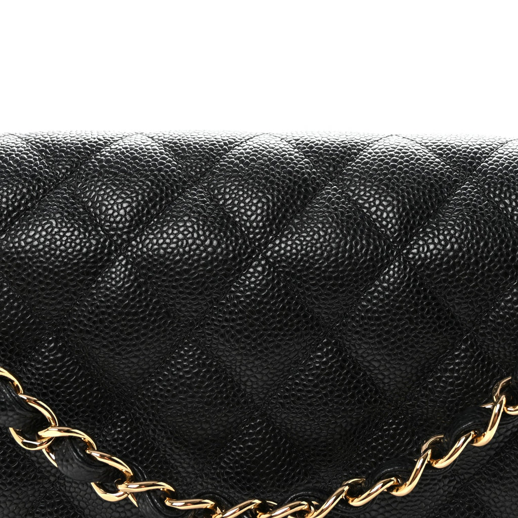 Caviar Quilted Jumbo Double Flap Black At My store