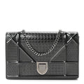 Metallic Patent Micro-Cannage Diorama Wallet on Chain Pouch Onyx Black AT My store