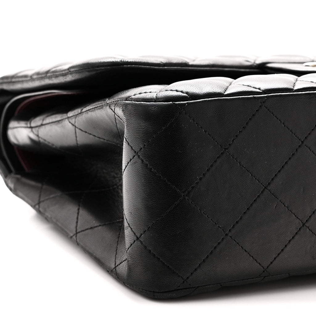 Lambskin Quilted Jumbo Double Flap Black At My store