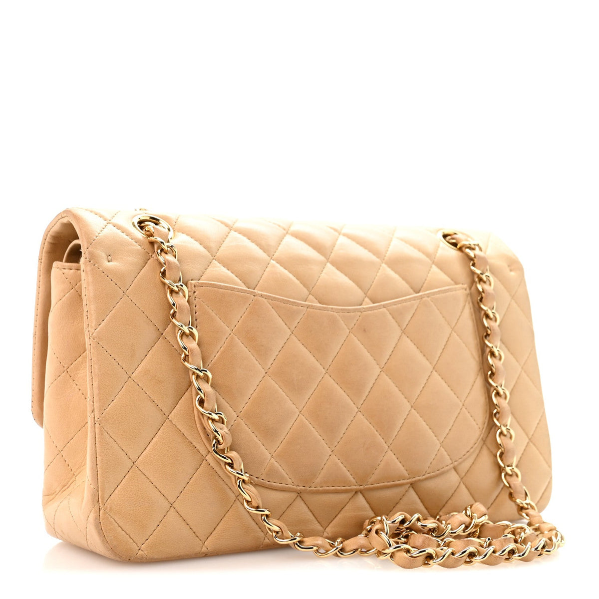 Lambskin Quilted Medium Double Flap Beige At My store