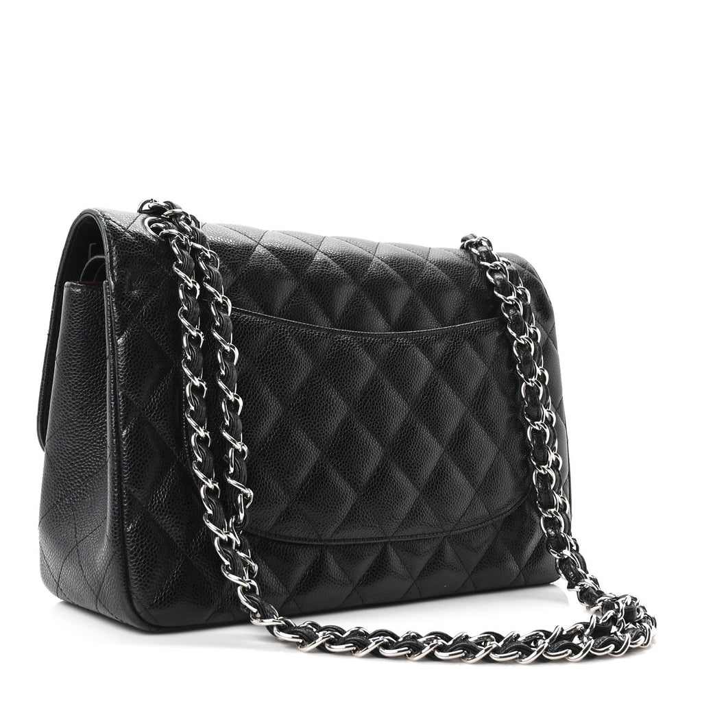 Caviar Quilted Jumbo Double Flap Black At My store