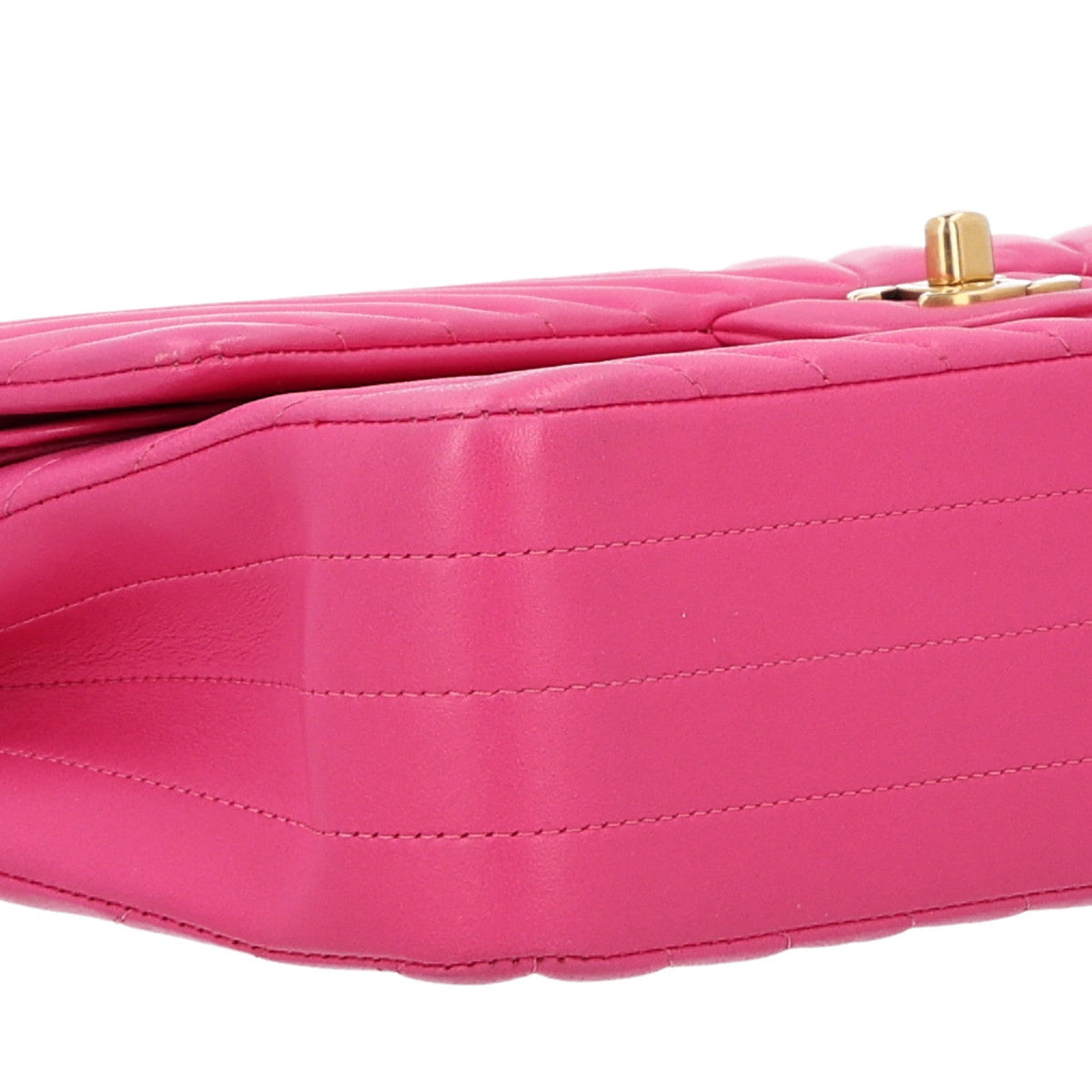 Lambskin Chevron Quilted Medium Double Flap Dark Pink At My store