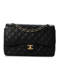 Caviar Quilted Jumbo Double Flap Black At My store