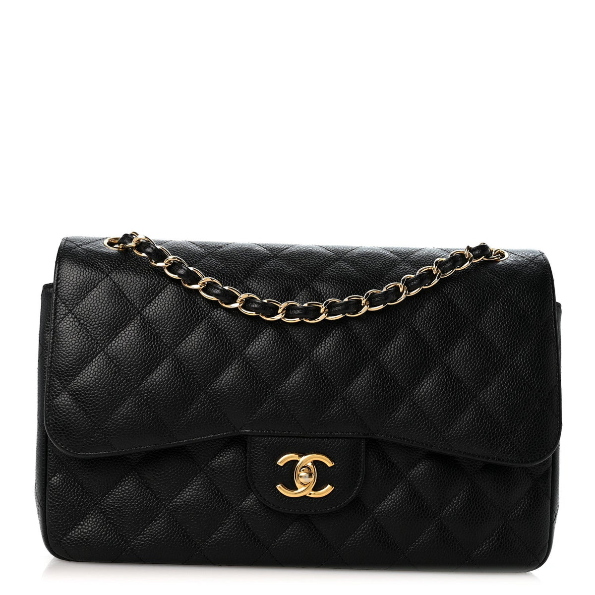Caviar Quilted Jumbo Double Flap Black At My store