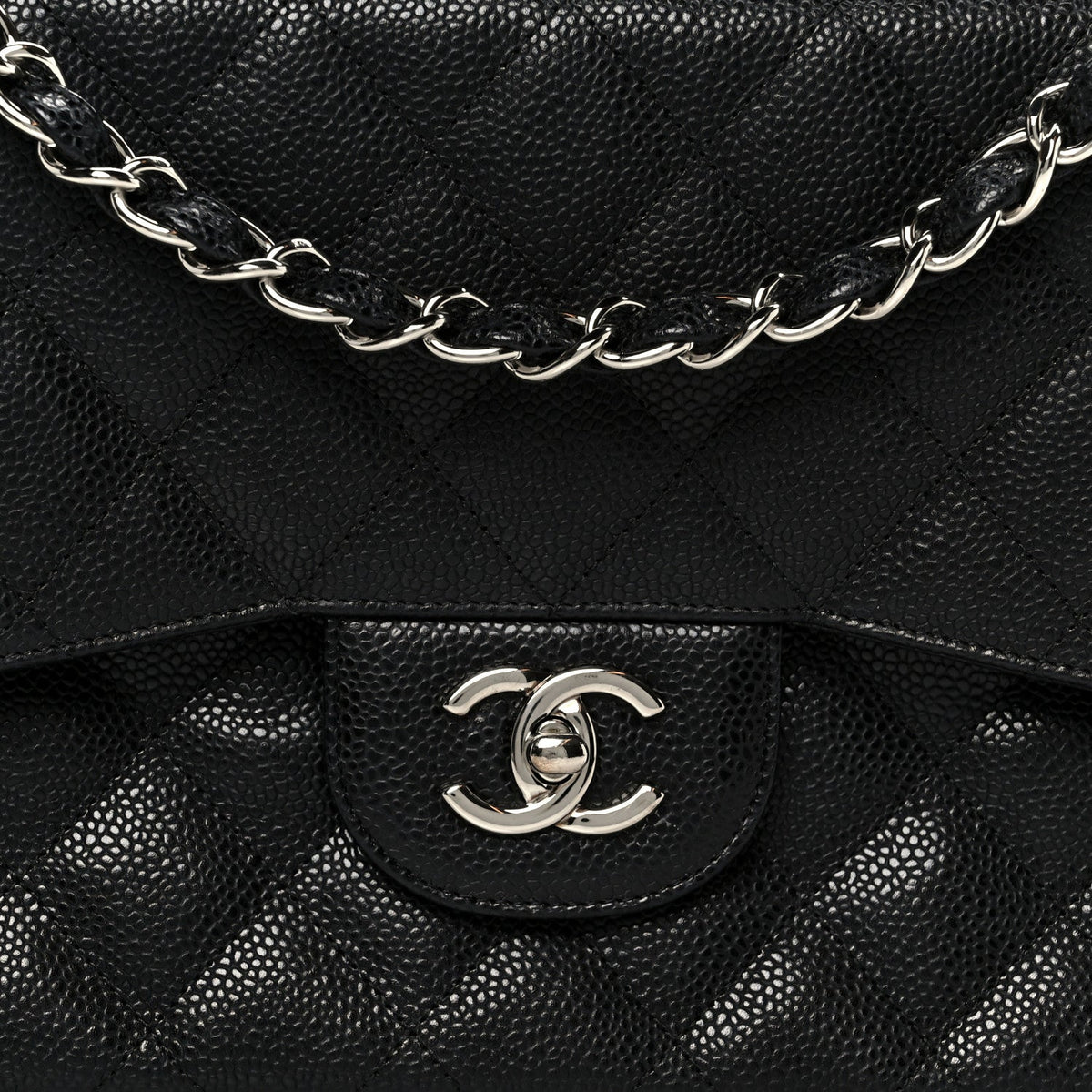 Caviar Quilted Jumbo Double Flap Black At My store