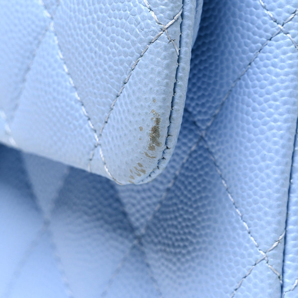 Caviar Quilted Small Double Flap Light Blue At My store