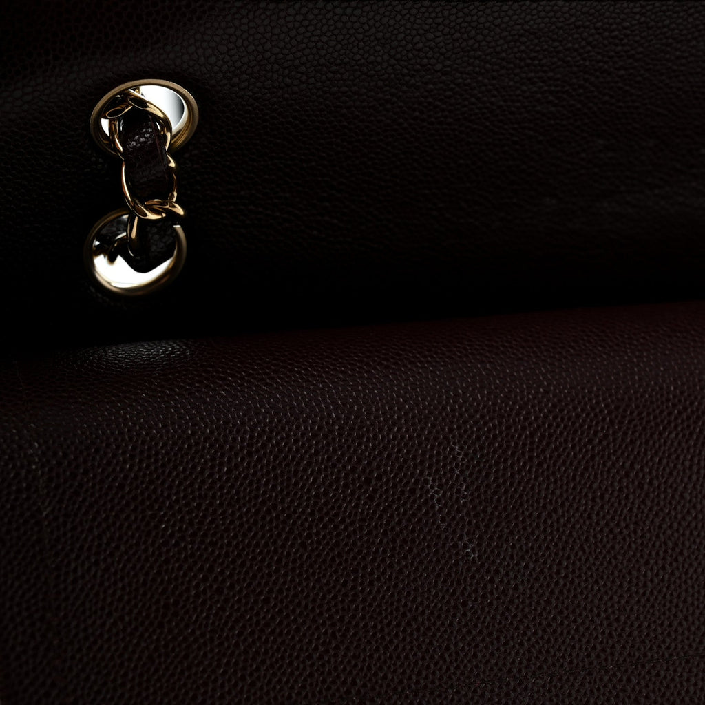 Caviar Quilted Medium Double Flap Dark Brown At My store
