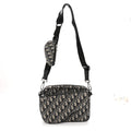 Oblique Saddle Triple Pouch Navy Blue AT My store