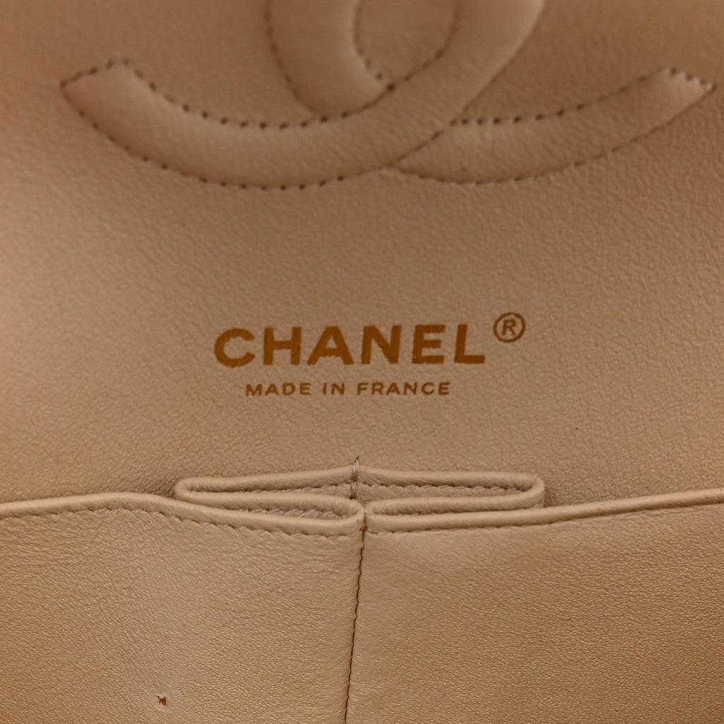 Caviar Quilted Medium Double Flap Light Beige At My store