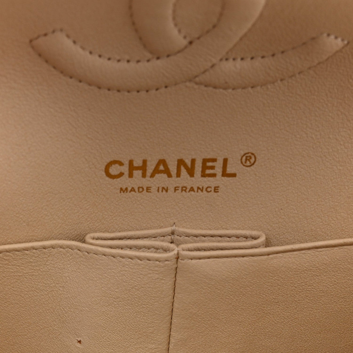 Caviar Quilted Medium Double Flap Light Beige At My store