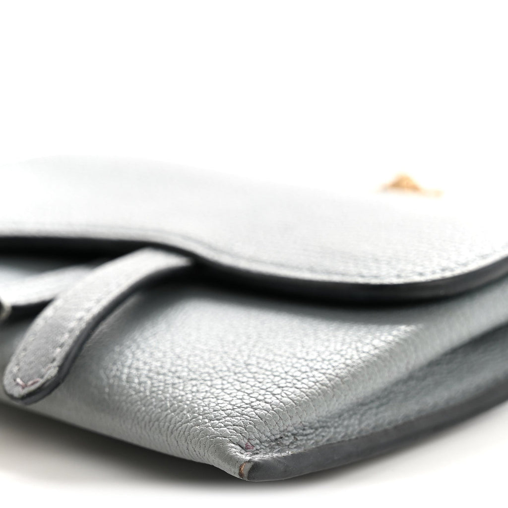 Goatskin Nano Saddle Chain Pouch Blue AT My store