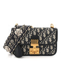 Oblique Small DiorAddict Flap Bag Navy Blue AT My store