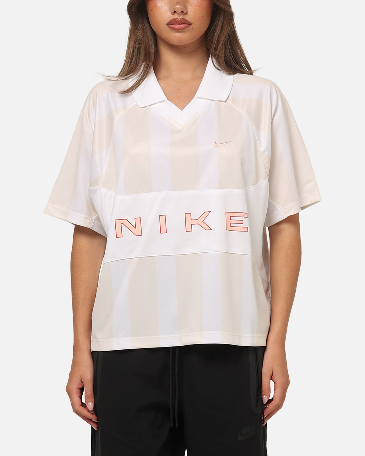 Top Seller Nike Women's Sportswear Street Oversized Striped Jersey Chalk/White