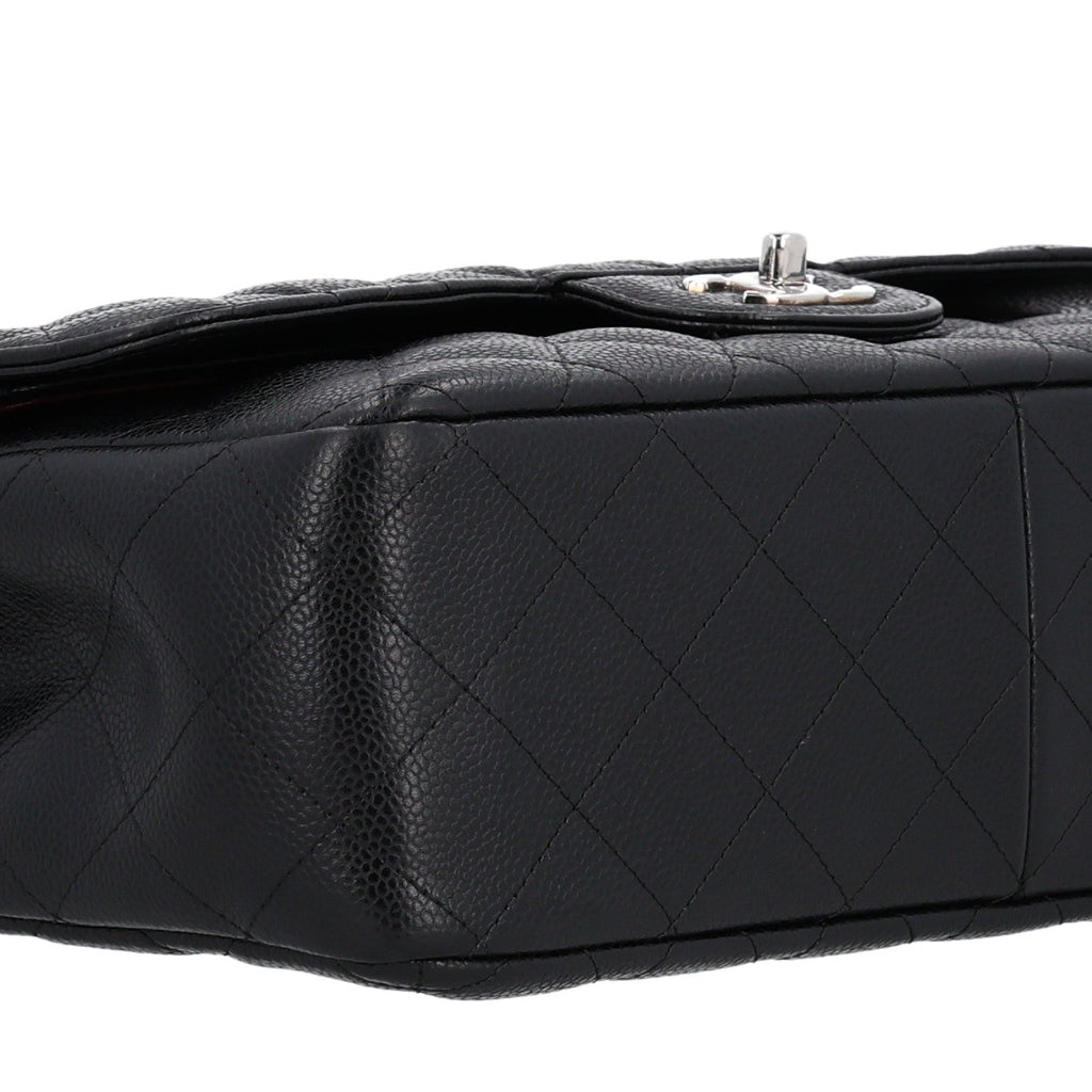 Caviar Quilted Jumbo Double Flap Black At My store