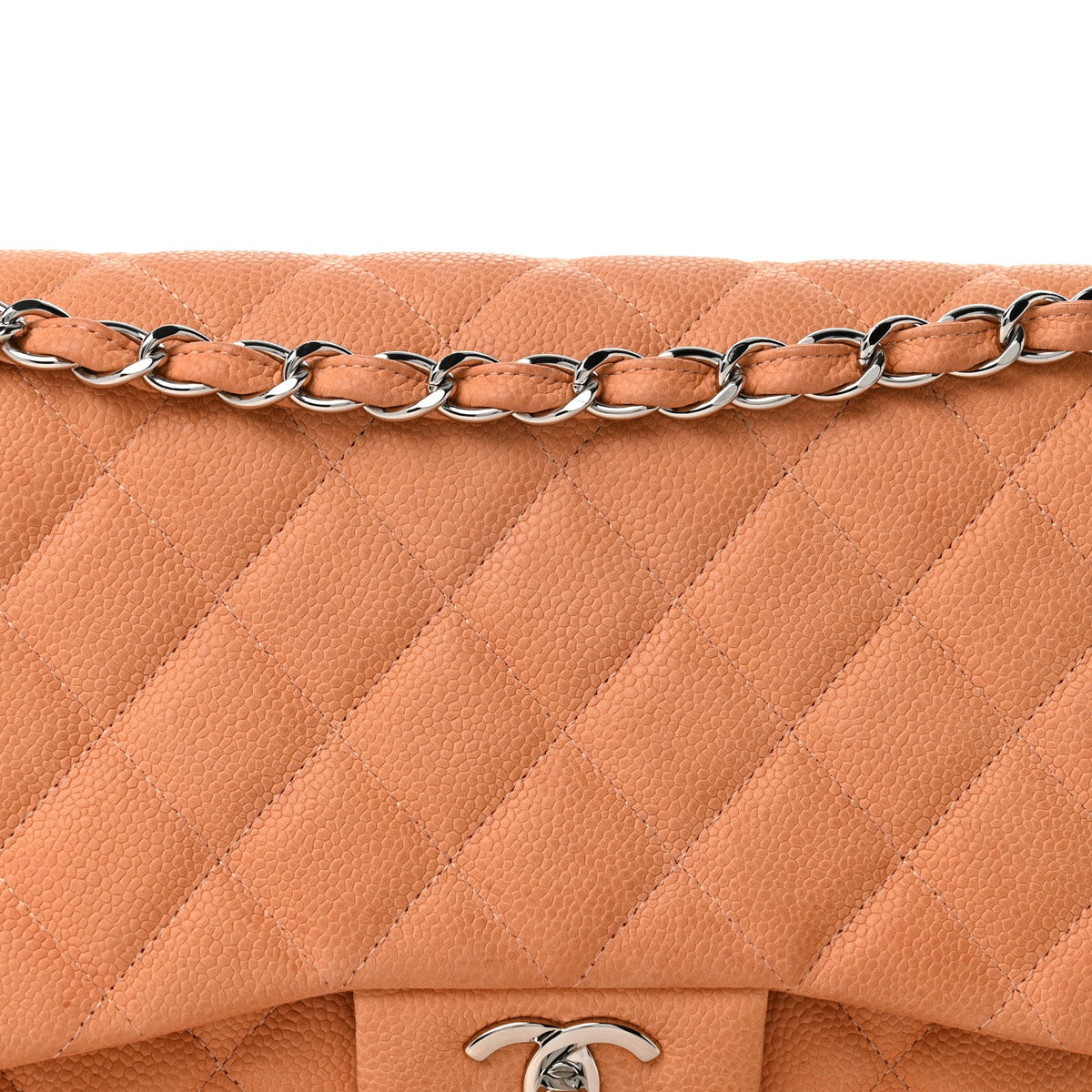 Iridescent Caviar Quilted Jumbo Double Flap Dark Beige At My store