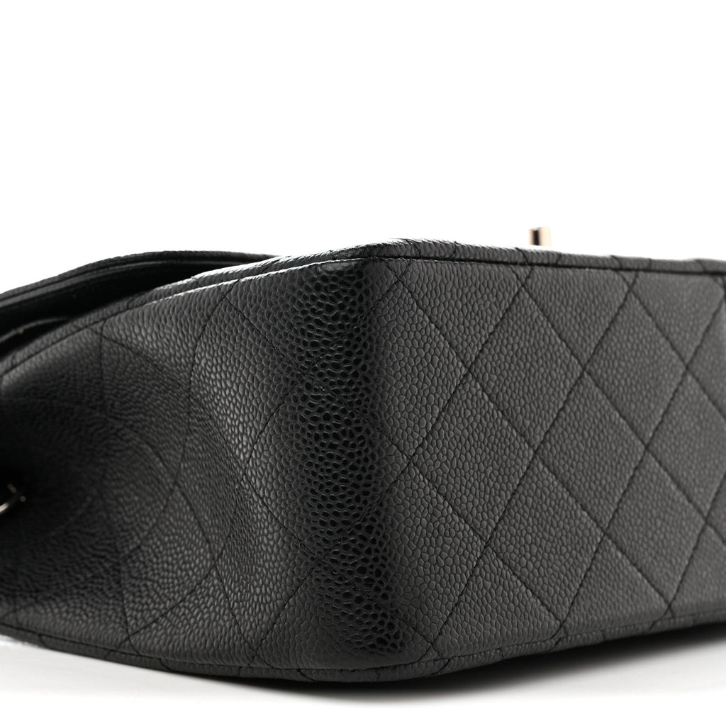 Caviar Quilted Jumbo Double Flap Black At My store
