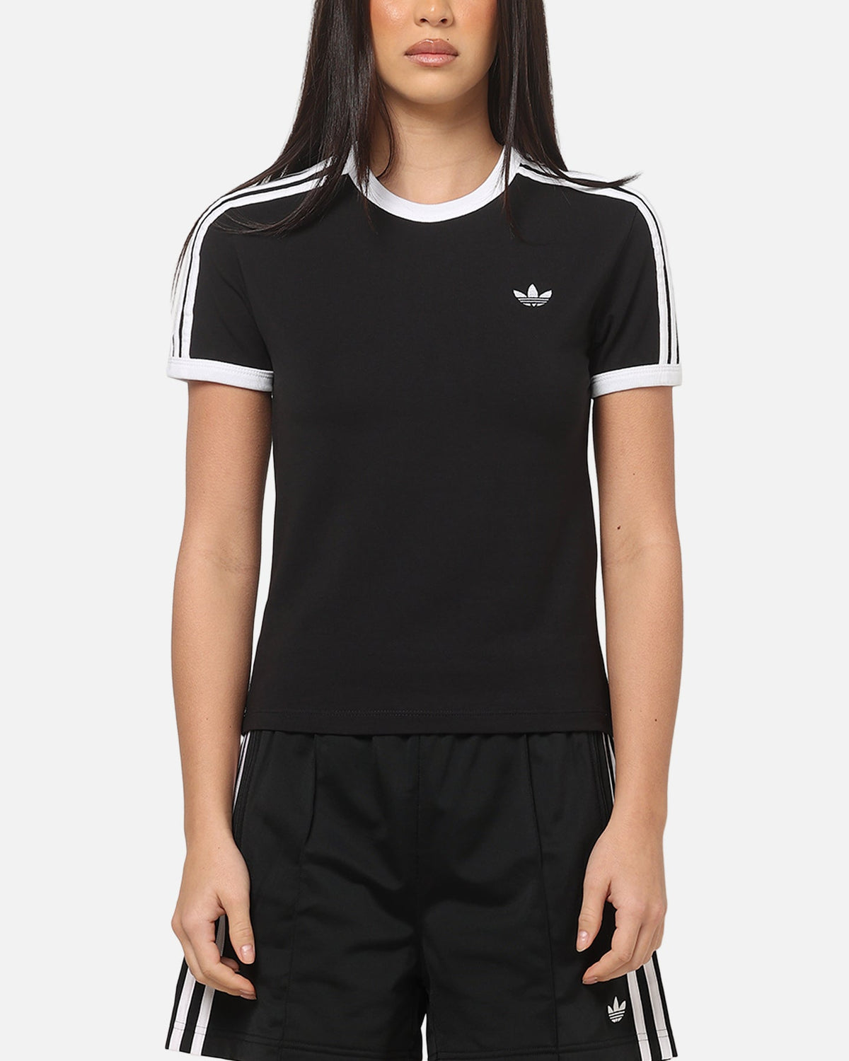 Best-Selling Adidas Women's 3 Stripe Slim T-Shirt Black/White