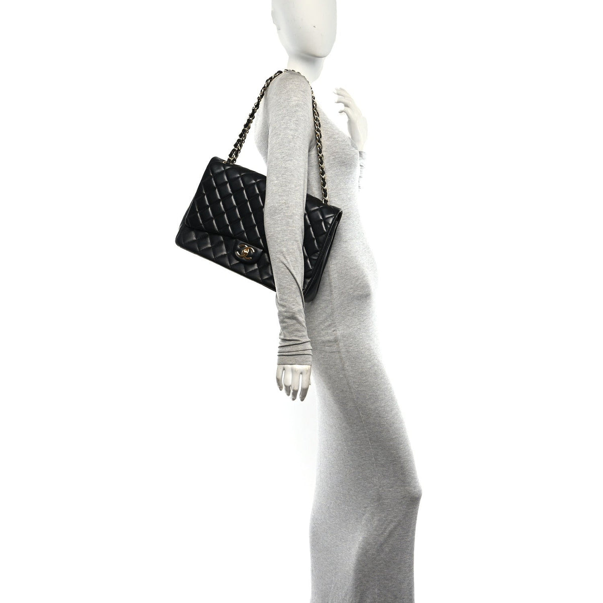 Lambskin Quilted Maxi Double Flap Black At My store