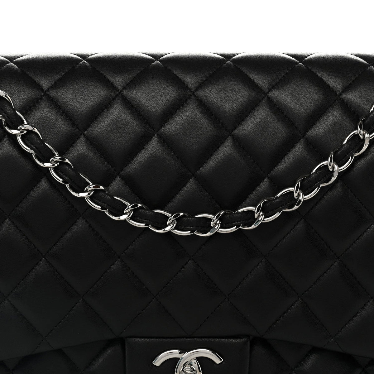 Lambskin Quilted Maxi Double Flap Black At My store
