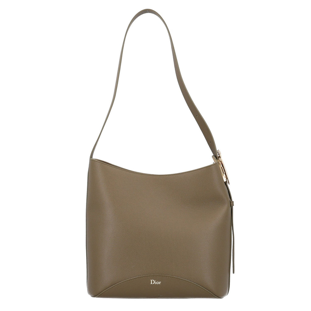 Grained Calfskin Medium Medaillon Bucket Bag Khaki AT My store