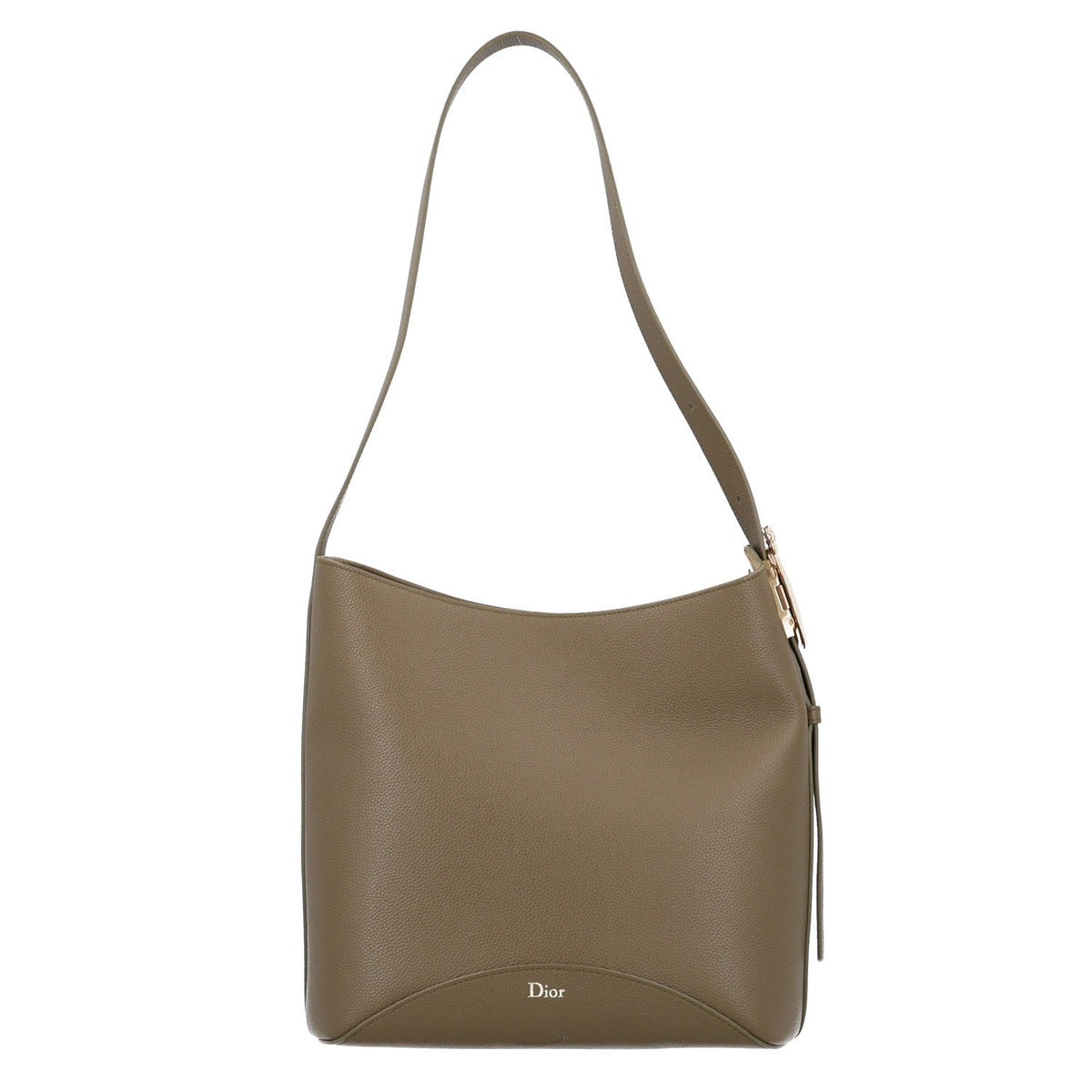 Grained Calfskin Medium Medaillon Bucket Bag Khaki AT My store