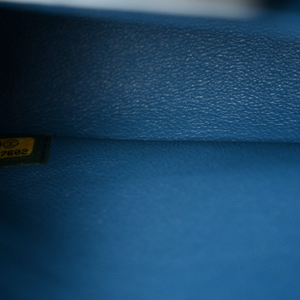 Iridescent Caviar Quilted Medium Double Flap Blue At My store