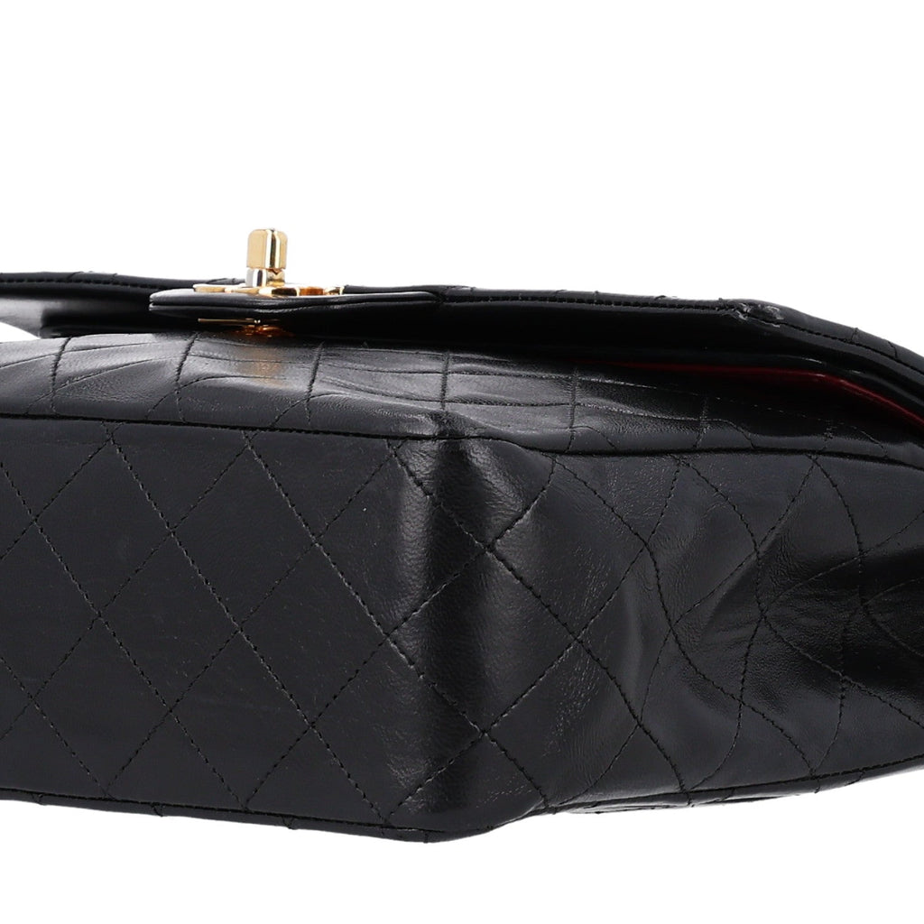 Lambskin Quilted Medium Double Flap Black At My store