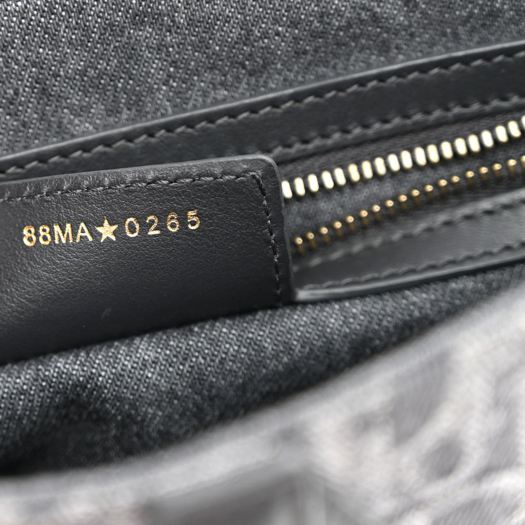 Denim Oblique Jacquard Saddle Bag With Strap Grey AT My store