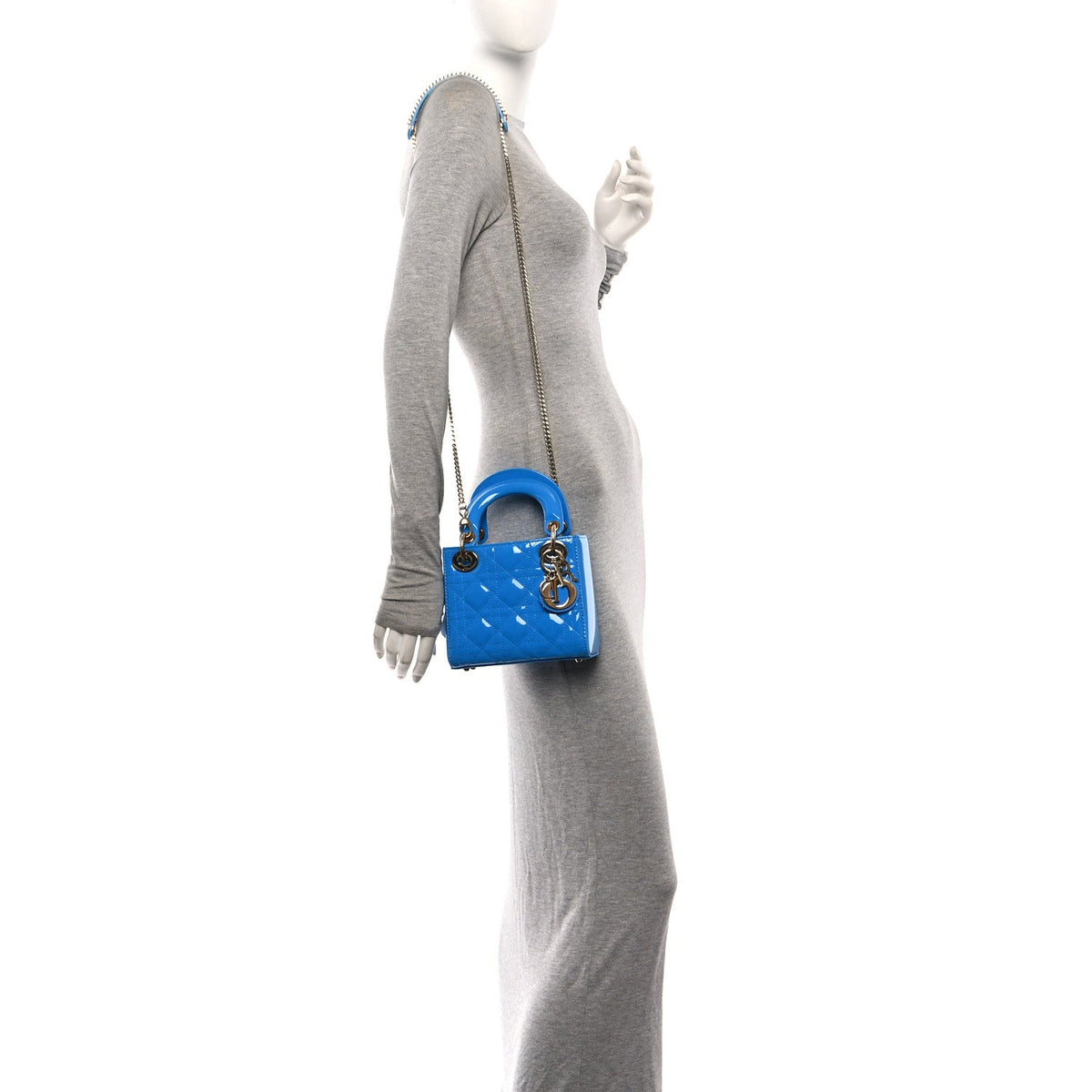 Patent Cannage Mini Lady Dior Blue AT My store