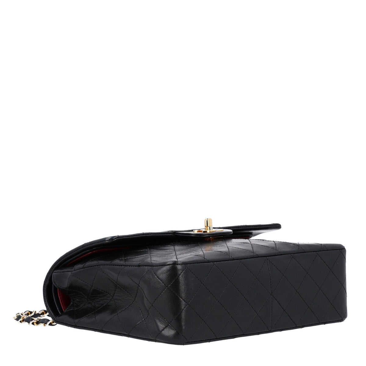 Lambskin Quilted Medium Double Flap Black At My store