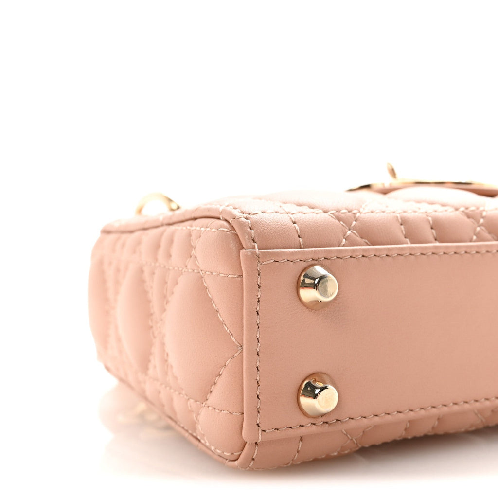 Lambskin Cannage Micro Lady Dior Rose Des Vents AT My store
