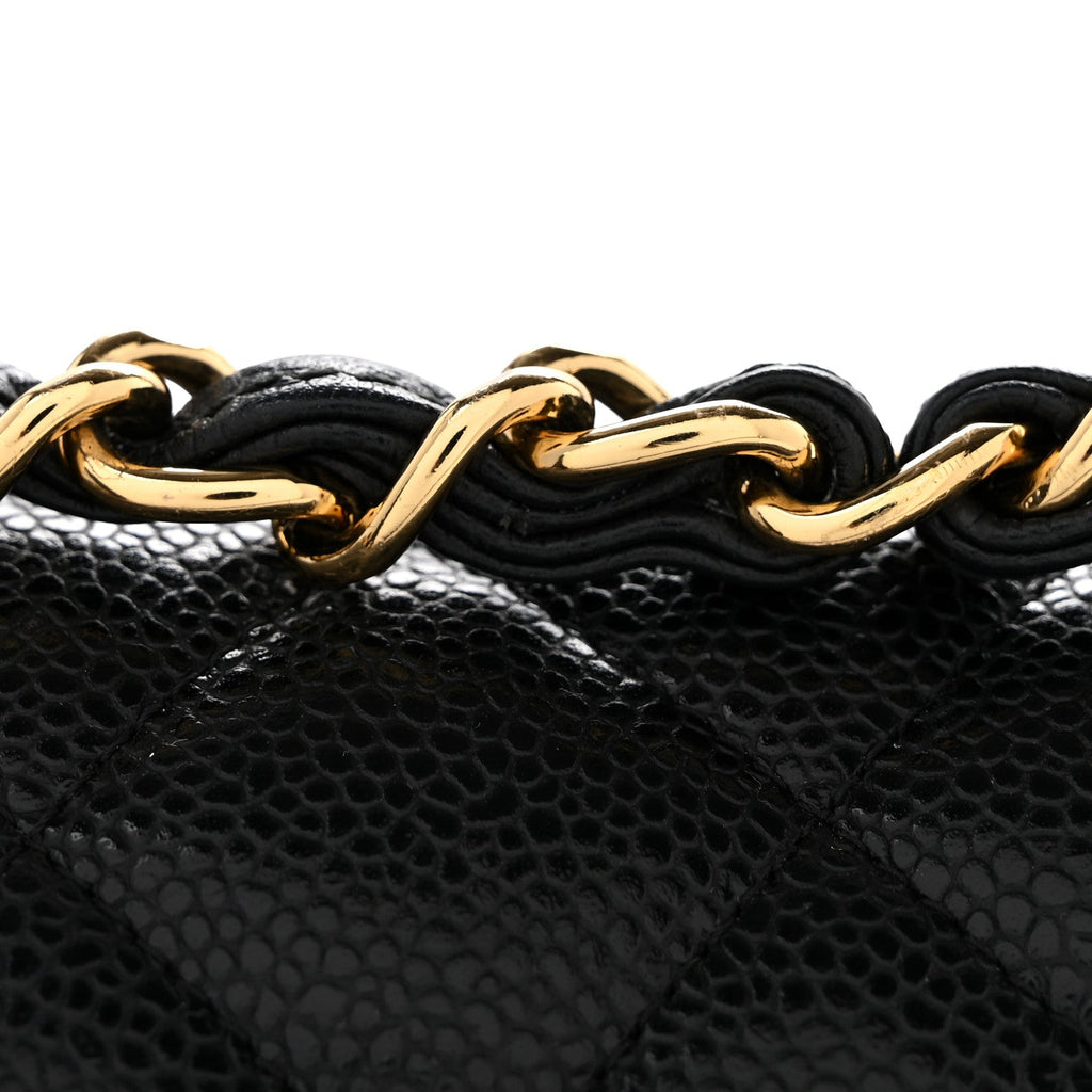 Caviar Quilted Jumbo Double Flap Black At My store