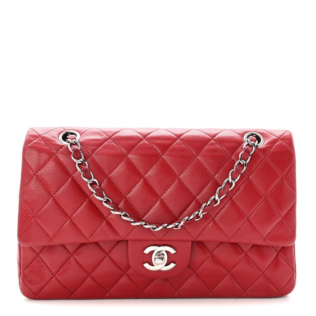 Caviar Quilted Medium Double Flap Red At My store