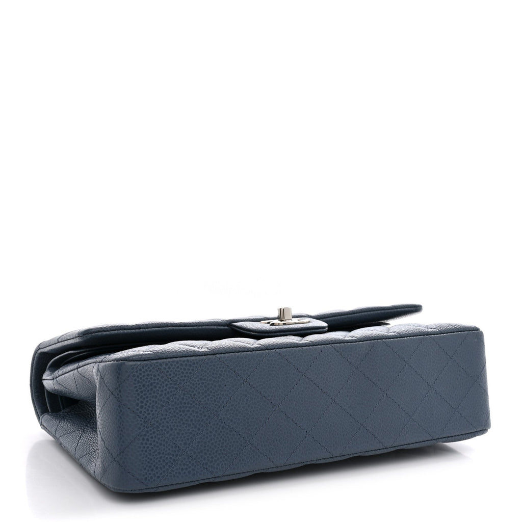 Caviar Quilted Medium Double Flap Blue At My store