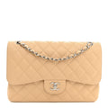 Caviar Quilted Jumbo Double Flap Light Beige At My store