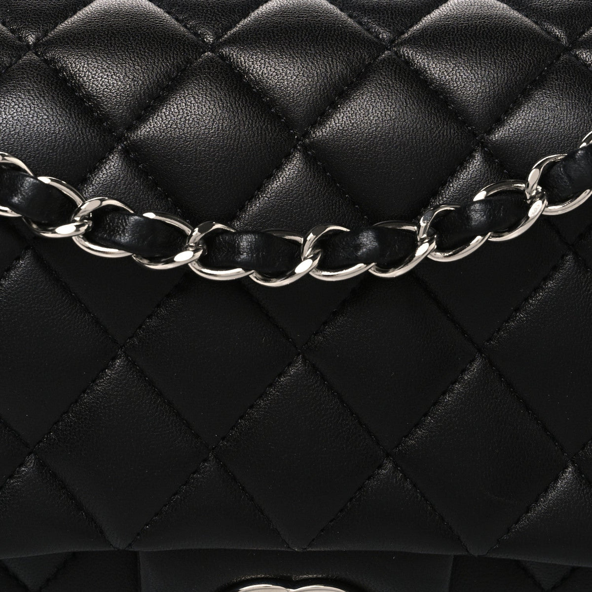 Lambskin Quilted Medium Double Flap Black At My store
