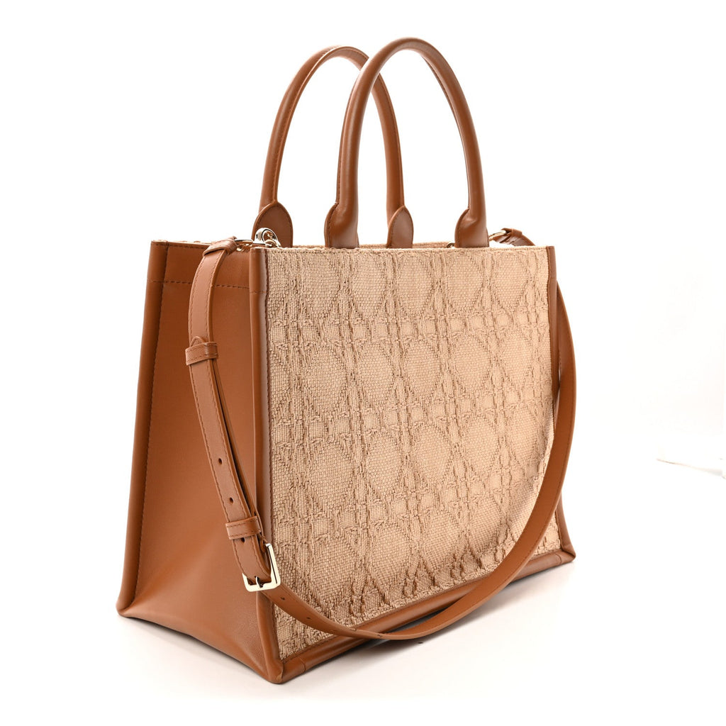 Raffia Macro Cannage Medium Book Tote Natural AT My store
