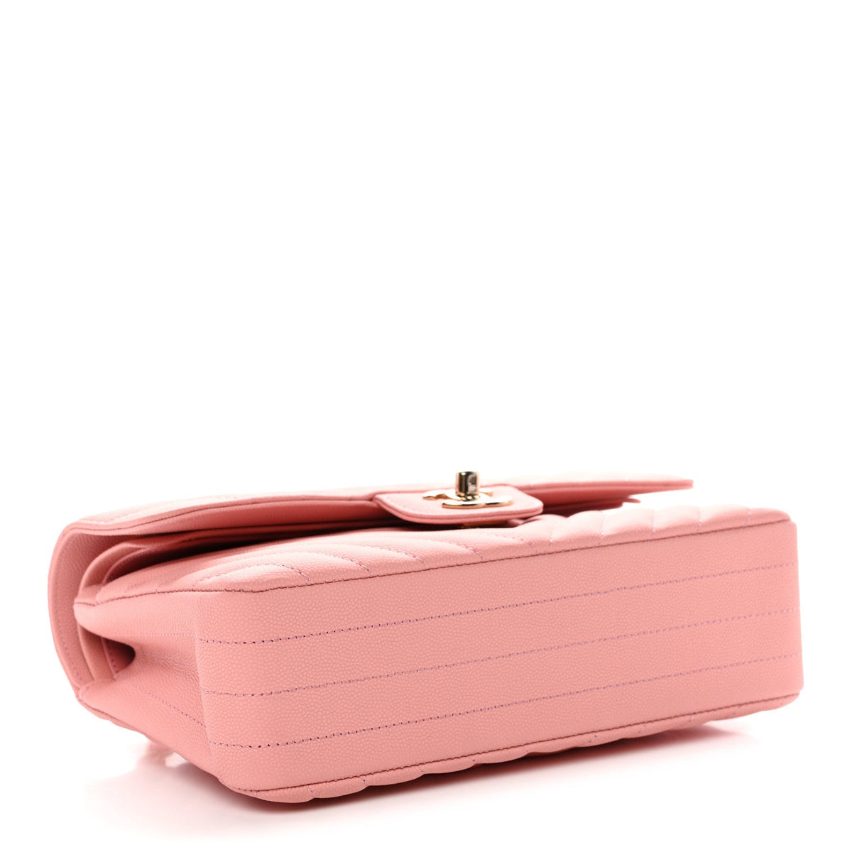 Caviar Chevron Quilted Small Double Flap Pink At My store