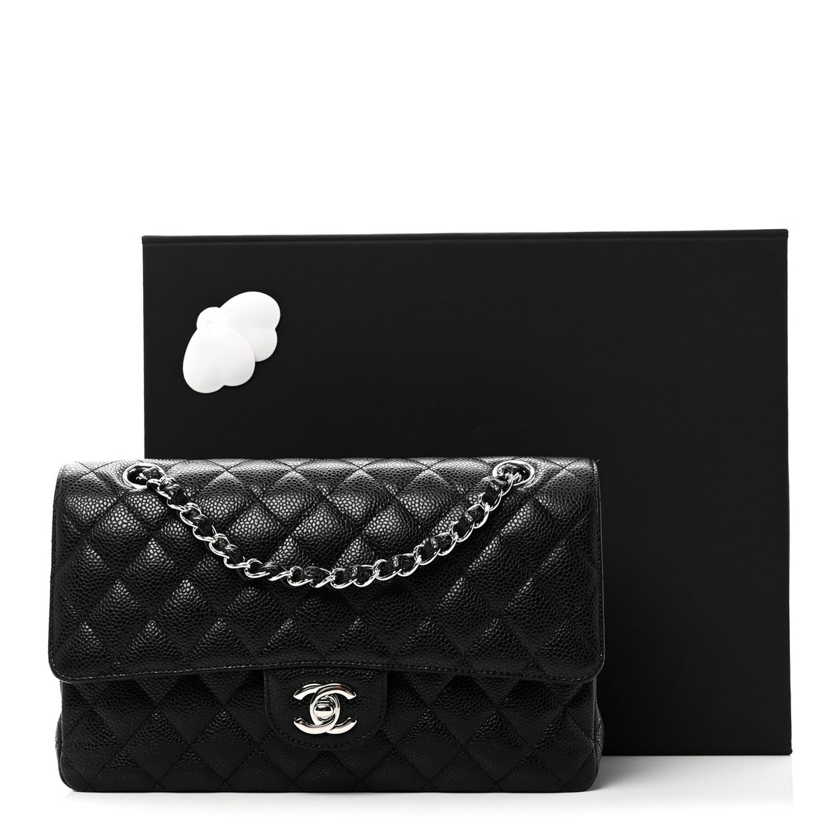 Caviar Quilted Medium Double Flap Black At My store